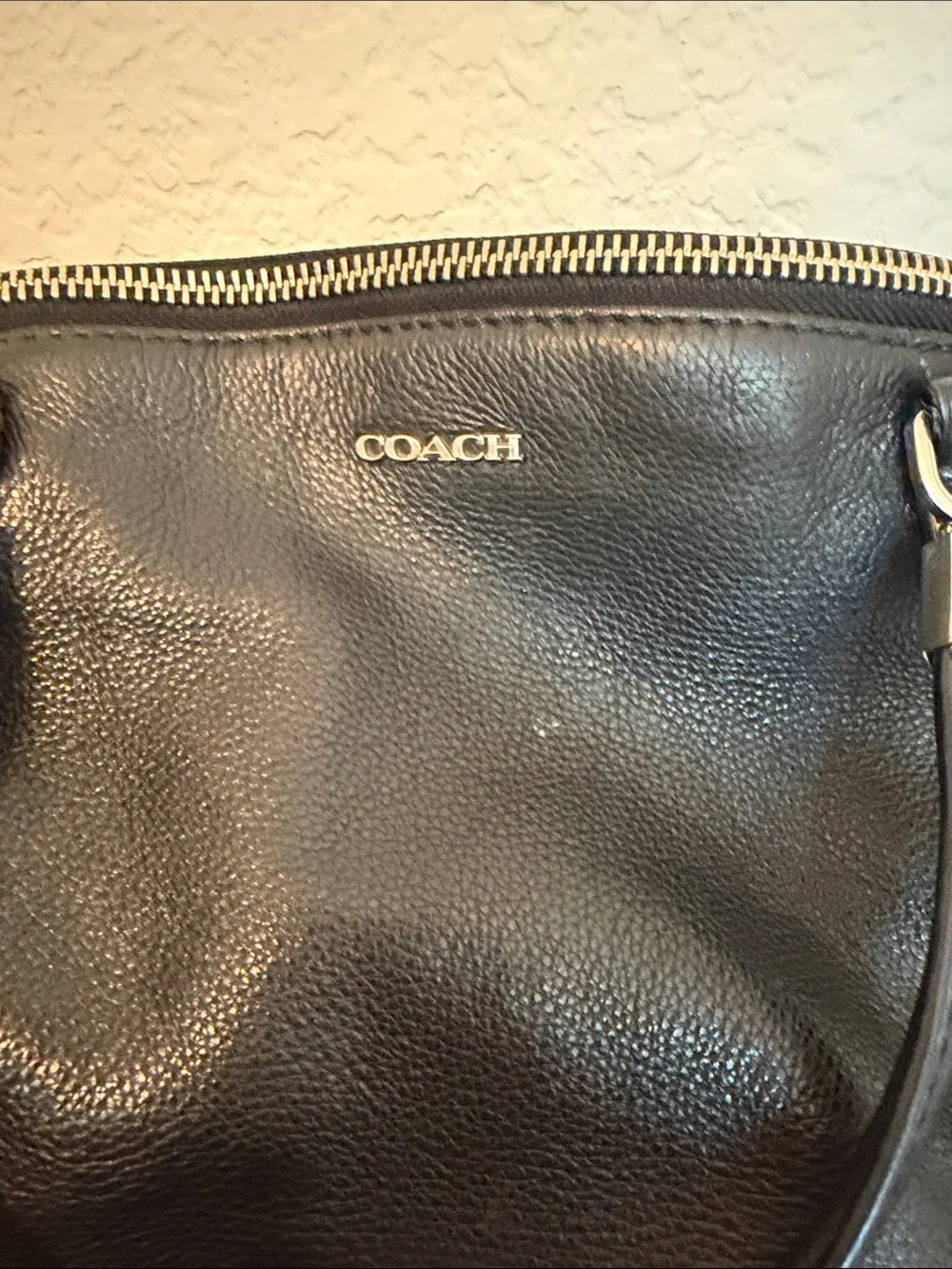 Coach Black Pebbled Leather Convertible Shoulder Bag with Silver Hardware